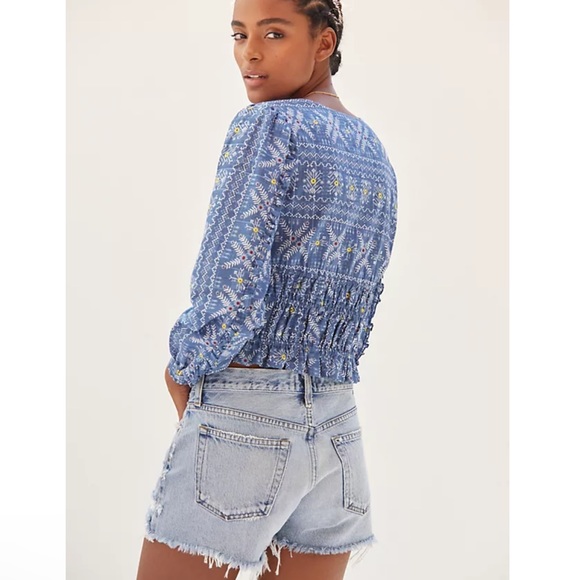 NWT let me be embroidered smocked blouse anthro - Picture 2 of 7